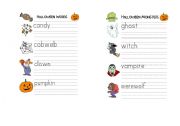 English worksheet: Halloween vocabulary