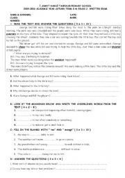 English Worksheet: 8TH GRADE EXAM