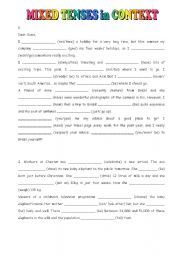 English Worksheet: Mixed Tenses in Context (3pages)