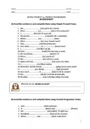 PRESENT TENSES WORKSHEET