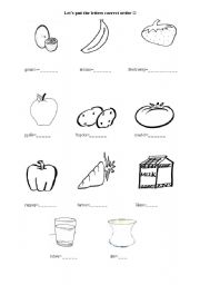 English Worksheet: foods and drinks