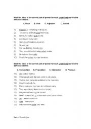 English Worksheet: Parts of speech