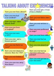 English Worksheet: TALKING ABOUT EXPERIENCES