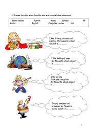 English Worksheet: School Subjects