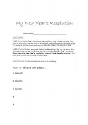 English Worksheet: My New Years Resolution