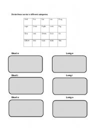 English worksheet: Categorizing