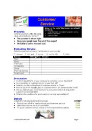 English Worksheet: Customer Service