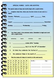 English Worksheet: DAYS AND MONTHS