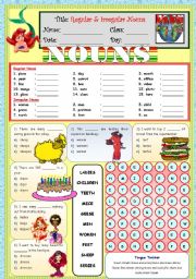 English Worksheet: Irregular n regular Nouns (*black n white included*)