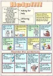 English Worksheet: How to ask for help and to offer help