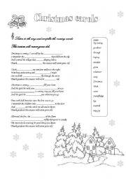 English Worksheet: christmas carols