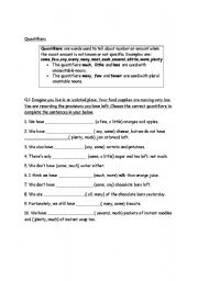 English Worksheet: Quantifiers