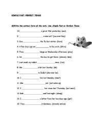 English worksheet: SIMPLE PAST-PERFECT TENSE