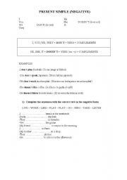 English Worksheet: present simple (negative form)