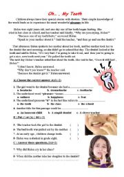 English Worksheet: Oh ..., my tooth