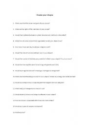 English Worksheet: Create your Utopia 