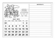 English Worksheet: Calendar 2011 - July - August - September