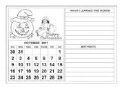 English Worksheet: Calendar 2011 - October - November - December