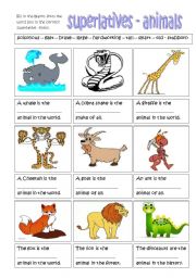 animals superlatives superlative worksheet adjectives worksheets grammar english esl forms box eslprintables