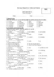 English worksheet: English test