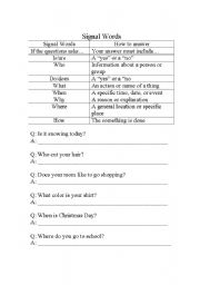 English Worksheet: Signal Words