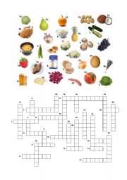 English Worksheet: food - crosswords