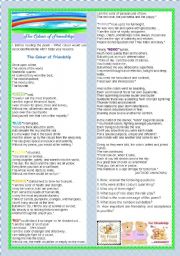 English Worksheet: FRIENDS-THE COLOUR OF FRIENDSHIP