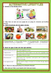 English Worksheet: FOOD- Eating habits/Alternative Lifestyles