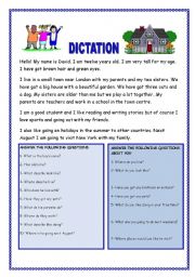 English Worksheet: DICTATION FOR BEGINNERS WITH QUESTIONS. YOLANDA