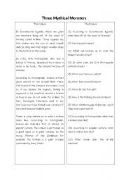 English worksheet: Three mythical Monsters