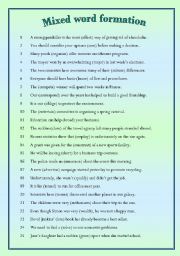 English Worksheet: Mixed Word Formation