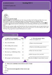 English worksheet: Sparkle Knight-Reading Test