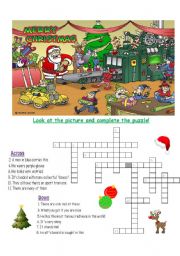 English Worksheet: Christmas Vocabulary Crossword