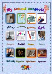 English Worksheet: My school subjects