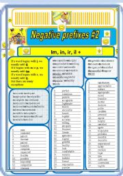 English Worksheet: Negative prefixes step 2 il, ir, im, +