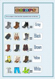 English Worksheet: Colours (2 pages editable)