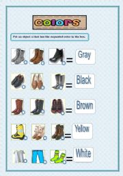 English worksheet: Colours (2 pages editable)