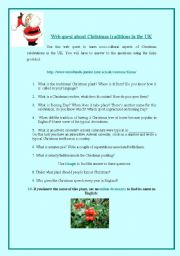 English Worksheet: CHRISTMAS IN THE UK: A WEB QUEST