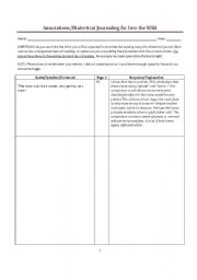 English worksheet: Annotations Template for Into the Wild