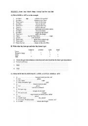 English Worksheet: Some / Any / Much / Many / A lot of / (a) Few / (a) Little