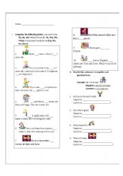 English Worksheet: Verb to be and Pronoun