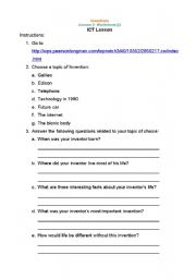 English worksheet: Various  Inventors