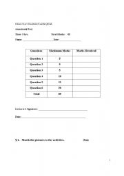 English Worksheet: NEW HEADWAY QUIZ