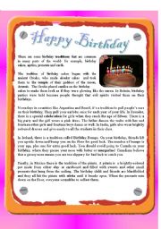 English Worksheet: Reading - Happy Birthday