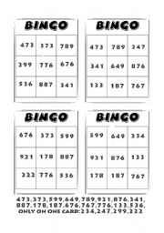 Big numbers bingo