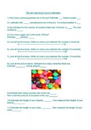 English Worksheet: Estimation