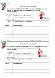 English Worksheet: Christmas presents, possessive pronouns