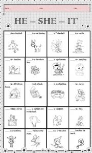 English Worksheet: HE - SHE - IT