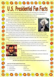 English Worksheet: US Presidential Fun Facts