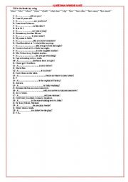 English worksheet: question word quiz